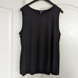 Eileen Fisher Lightweight Jersey Jewel Neck black tank